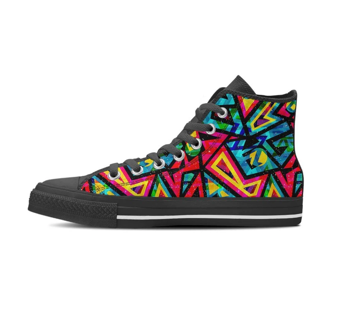 Psychedelic Geometric Print Women's High Top Shoes