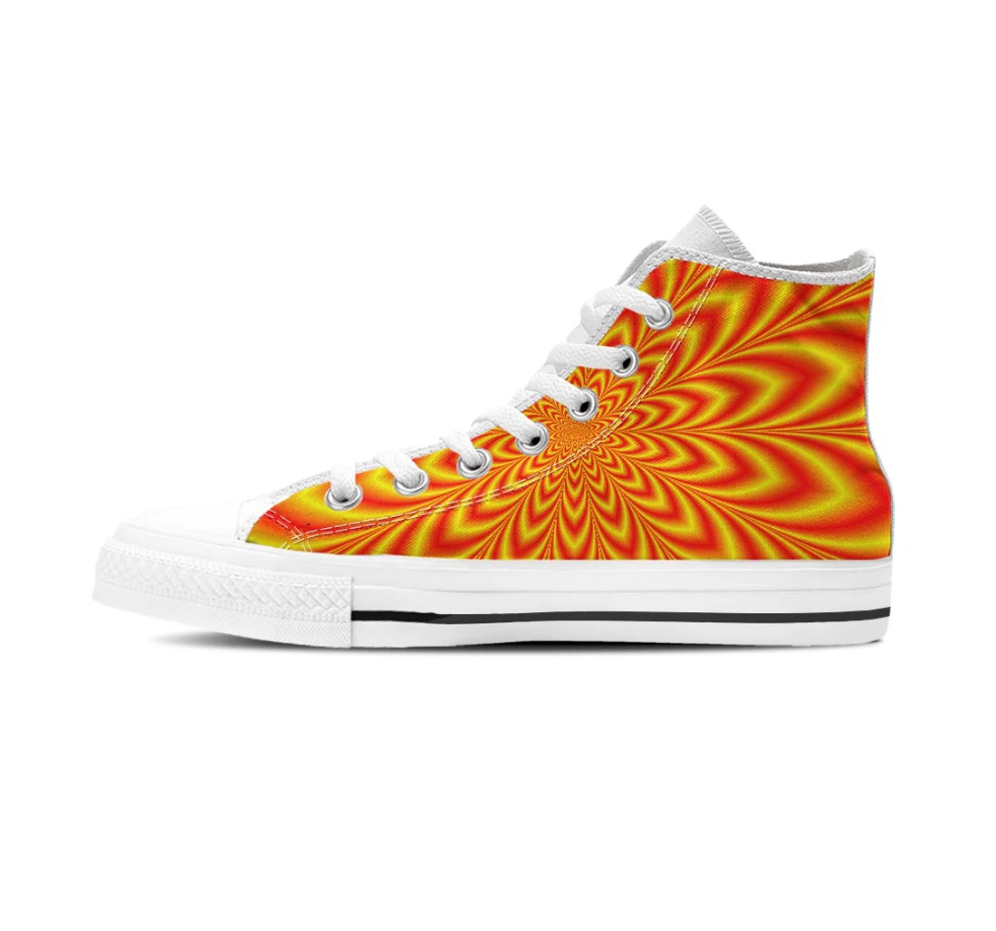 Red And Yellow Abstract Optical Illusion Women's High Top Shoes
