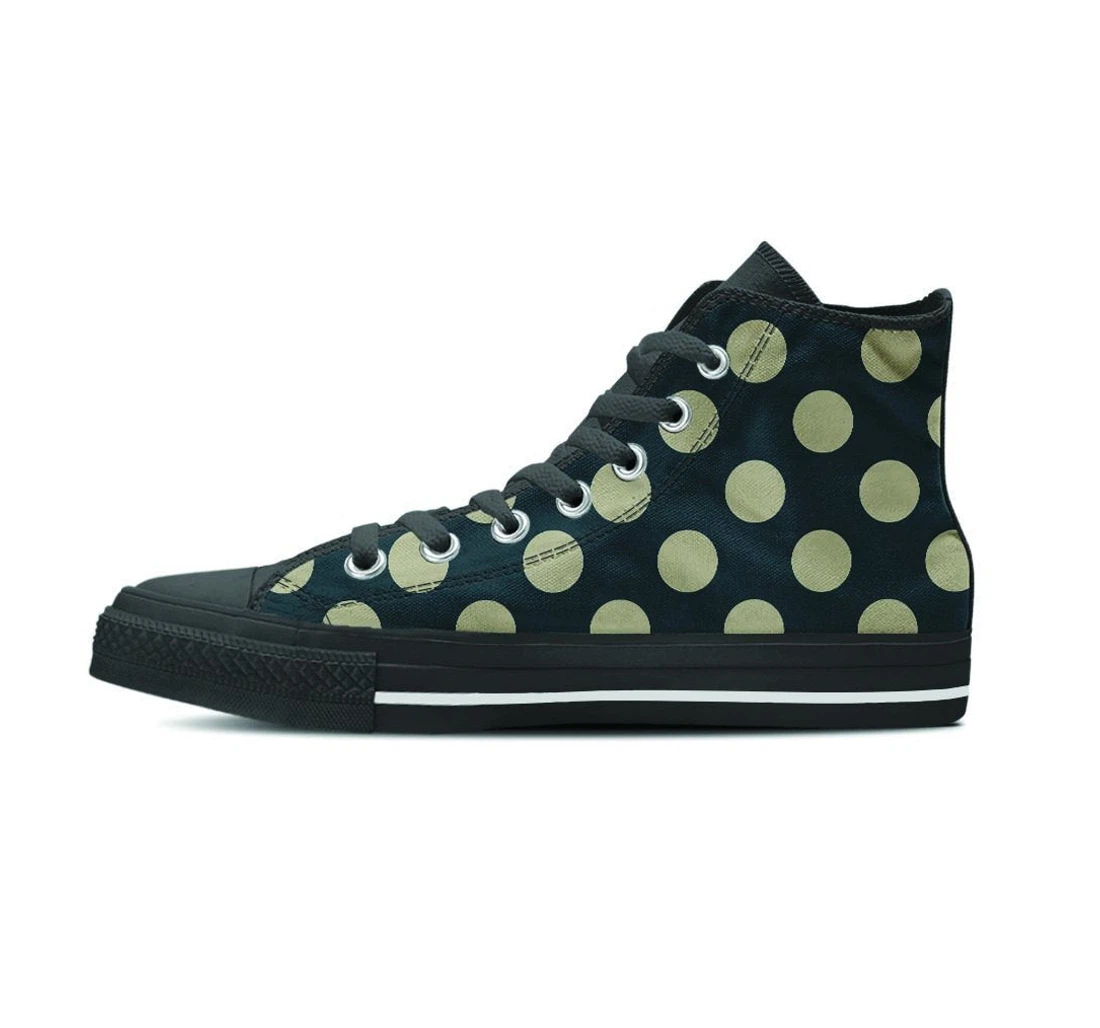 Vintage Black Polka Dot Women's High Top Shoes