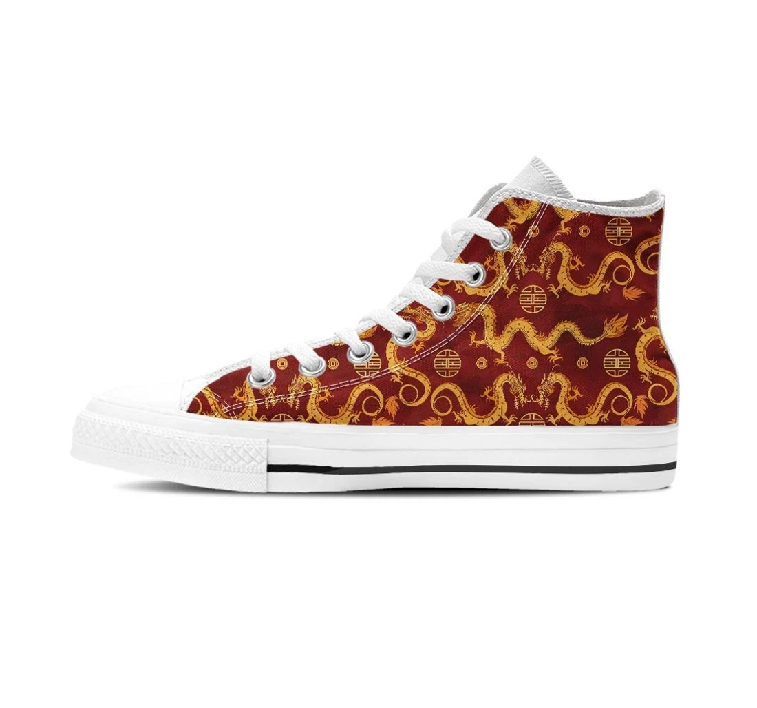 Red Chinese Dragon Women's High Top Shoes