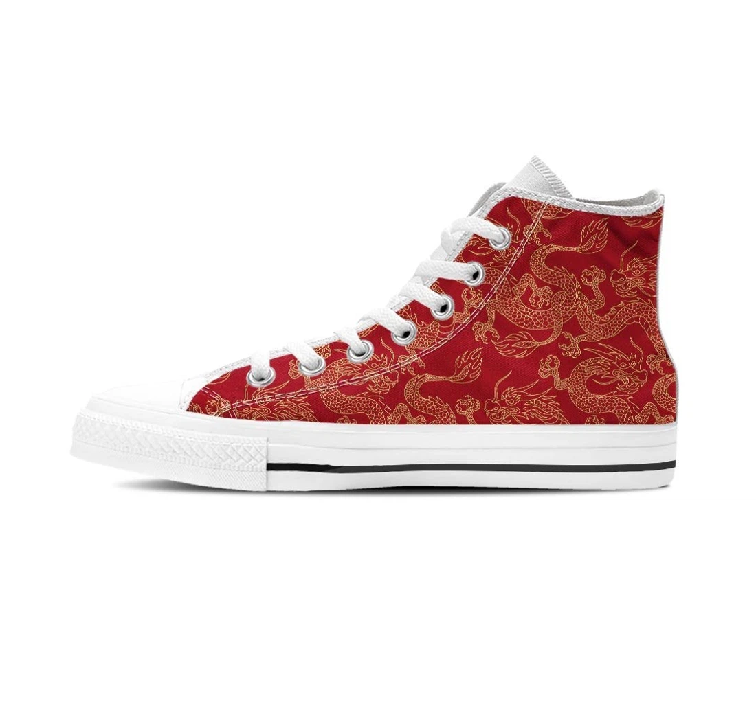 Red Oriental Chinese Dragon Women's High Top Shoes