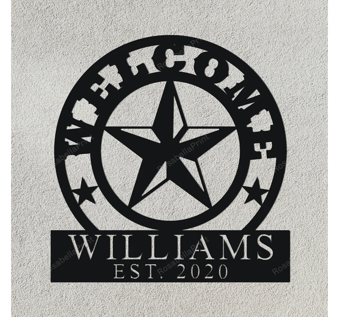 Personalized Metal Sign - Personalized Family Name Established Family Custom Texas Texas Star MonoGram