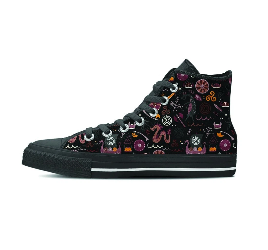 Viking Valhalla Cartoon Women's High Top Shoes
