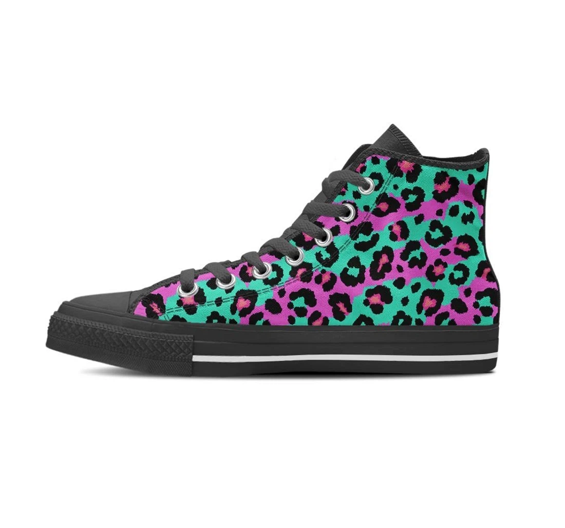 Teal Pink Leopard Women's High Top Shoes