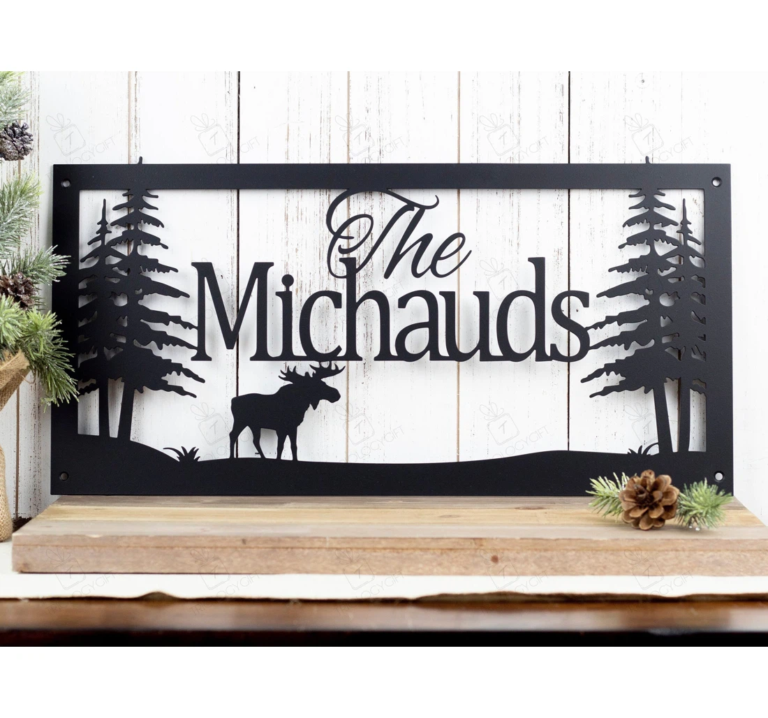 Personalized Metal Sign - Custom Name Family Name Personalized Name Family Moose MonoGram