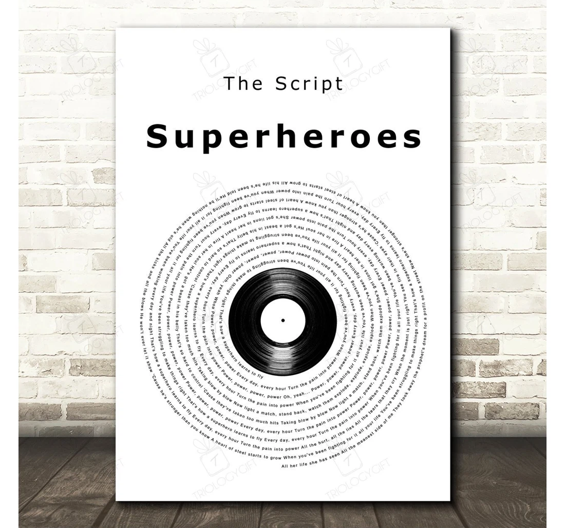 Poster, Canvas - The Script Superheroes Vinyl Record Song Lyric Personalised Lyrics Custom Print Framed Wall Art