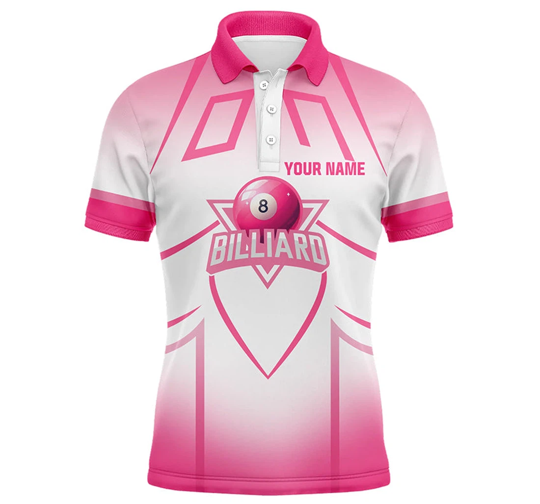 Personalized Pink Valentine Ball Billiard Heart D Billiards Valentine Vhm - Polo Shirt