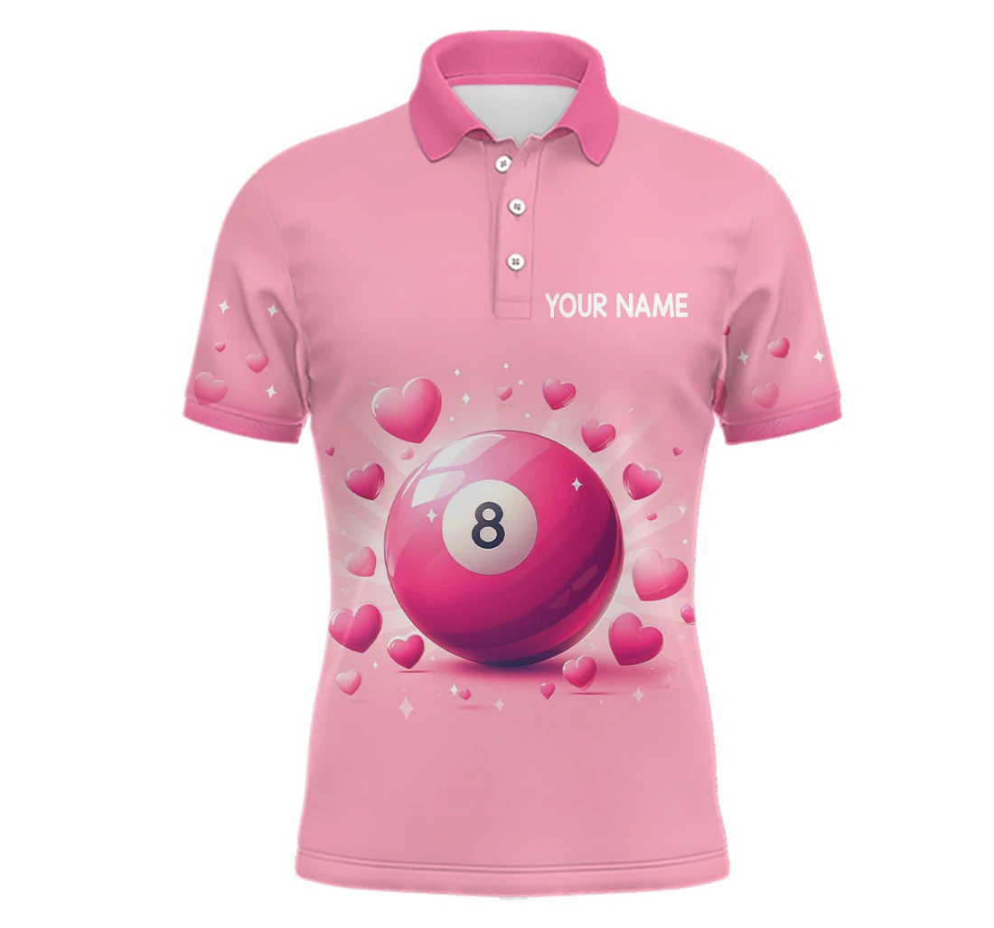 Personalized Pink Valentine Ball Billiard D Custom Billiard Valentine Vhm - Polo Shirt