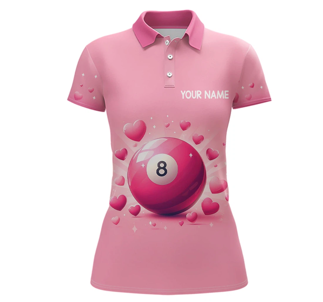 Personalized Pink Valentine Ball Billiard D Custom Billiard Valentine Vhm - Polo Shirt