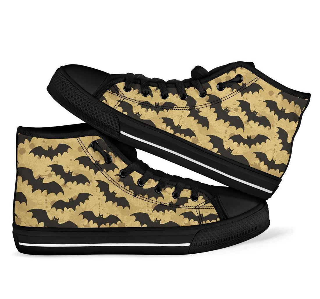 Halloween Bat Pattern Print Men Women's High Top Shoes