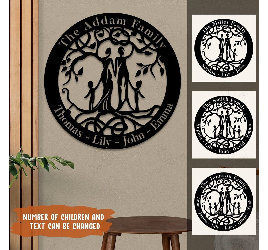 Personalized Metal Sign - Personalized Tree Of Life Art Custom Number Of Children Mother's Day MonoGram