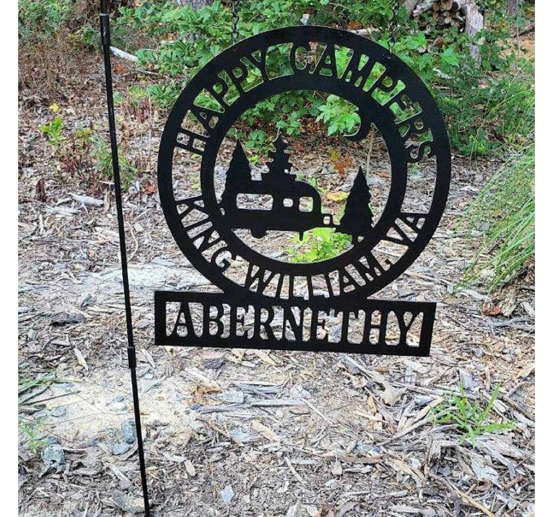 Personalized Metal Sign - Personalized Campgrounds Custom Campers Happy Campers Birthday Mother's Day Idea MonoGram