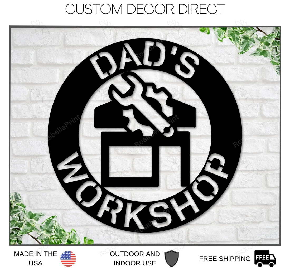 Personalized Metal Sign - Personalized Fathers Day Dad Dads Workshop Dads Garage Fathers Day Gift Husband Daddy Daughter MonoGram