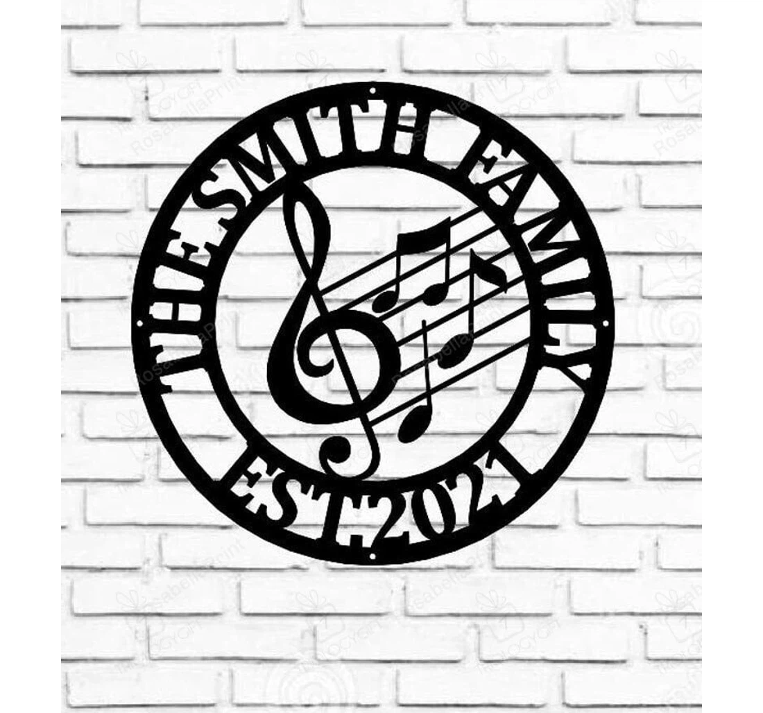 Personalized Metal Sign - Personalized Music Established Last Name Family Personalized Mother's Day Music Music MonoGram