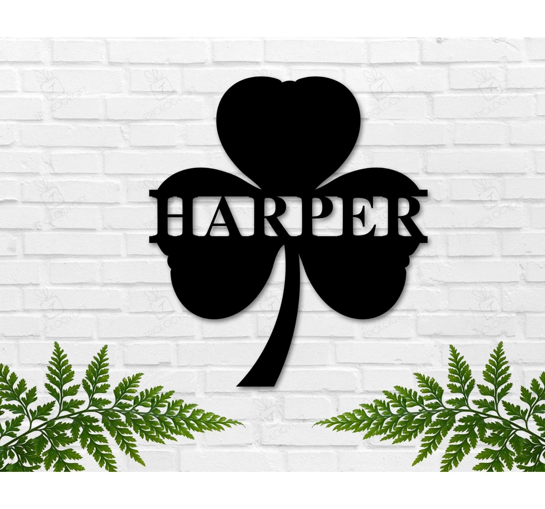 Personalized Metal Sign - St Patrick's Day Shamrock Door Personalized Lucky Name Clover St Pattys Day D Uecor MonoGram