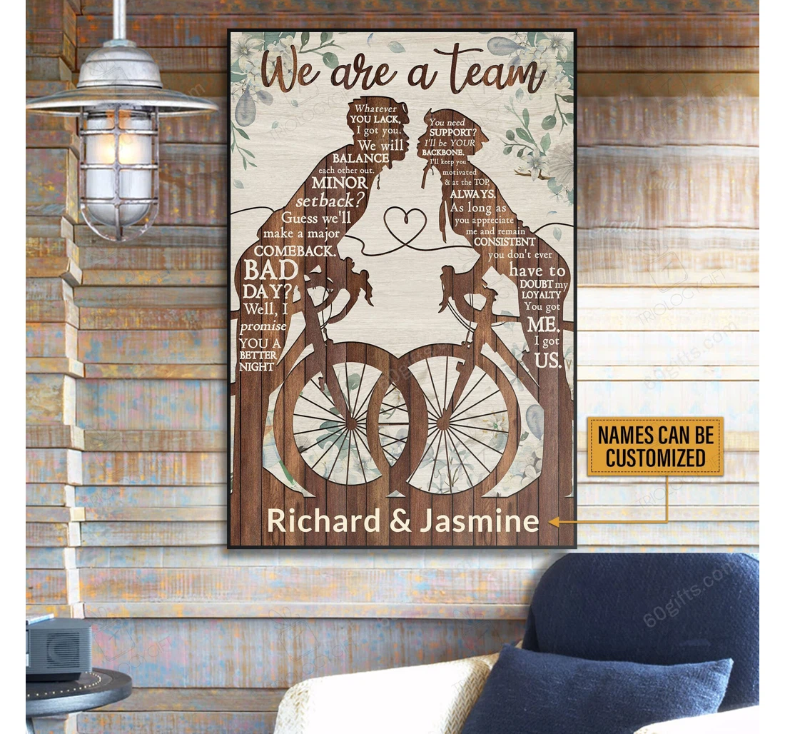 Poster, Canvas - Personalized Valentine's Day Cycling Couple Best Wedding Customized Frames Print Framed Wall Art