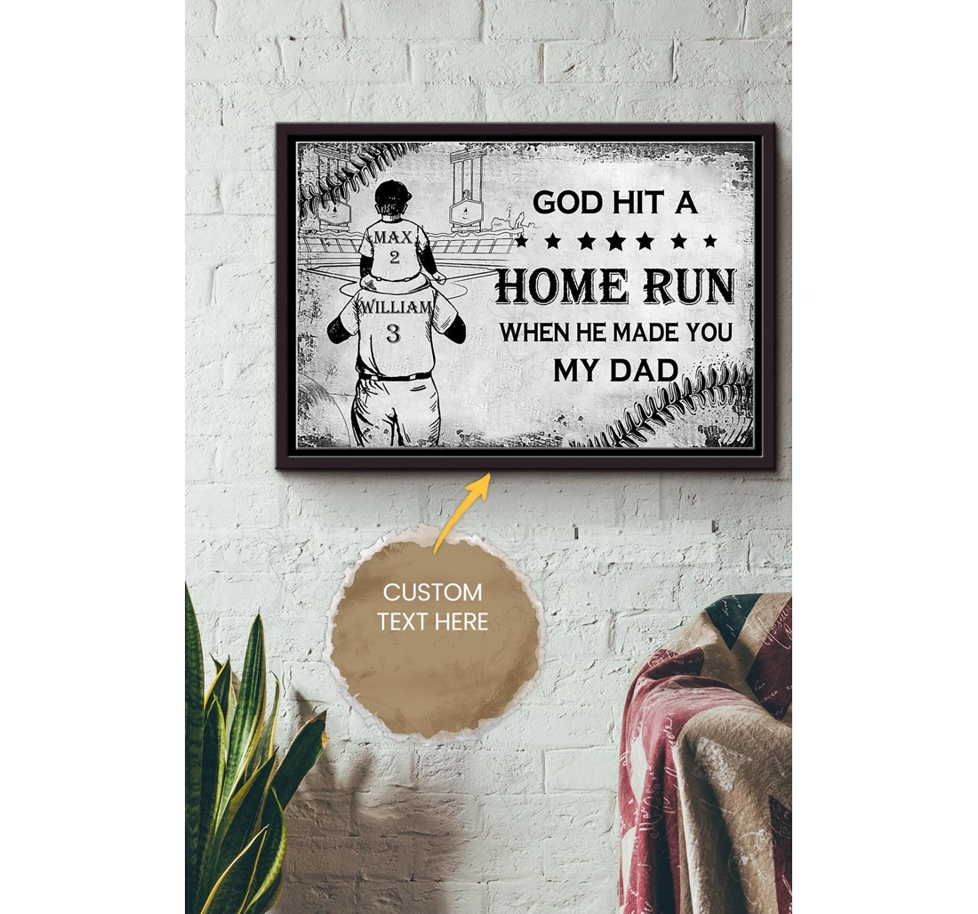Poster, Canvas - Father And Son Baseball Personalized Father Daddy Dad Father's Day Papa Matte S Print Framed Wall Art
