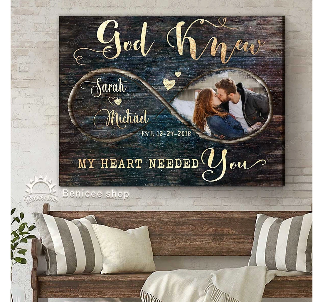 Poster, Canvas - Personalized Valentine's Day God Knew Wedding Present Customized Frames Print Framed Wall Art