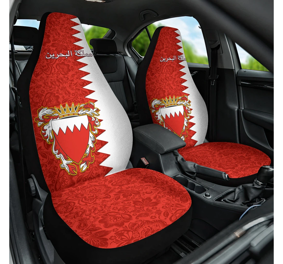 Personalized Bahrain Independence Bahrayn Coat Arms Floral Pattern Lt Universal Front Car Seat Cover