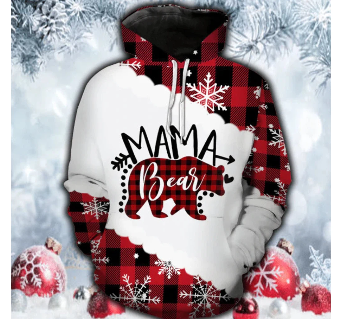 Personalized Christmas Mama Bear Christmas Christmas - 3D Printed Pullover Hoodie