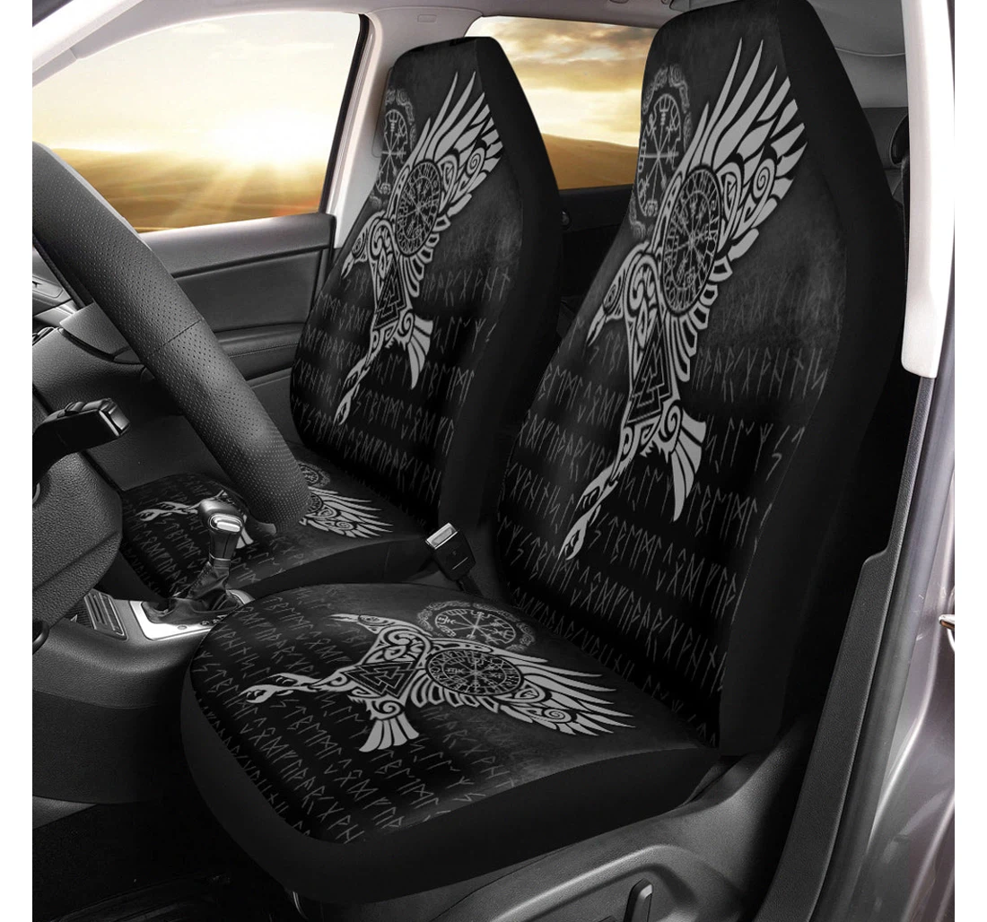 Personalized Viking Raven Vegvisir Tattoo Special Version Rlt Universal Front Car Seat Cover