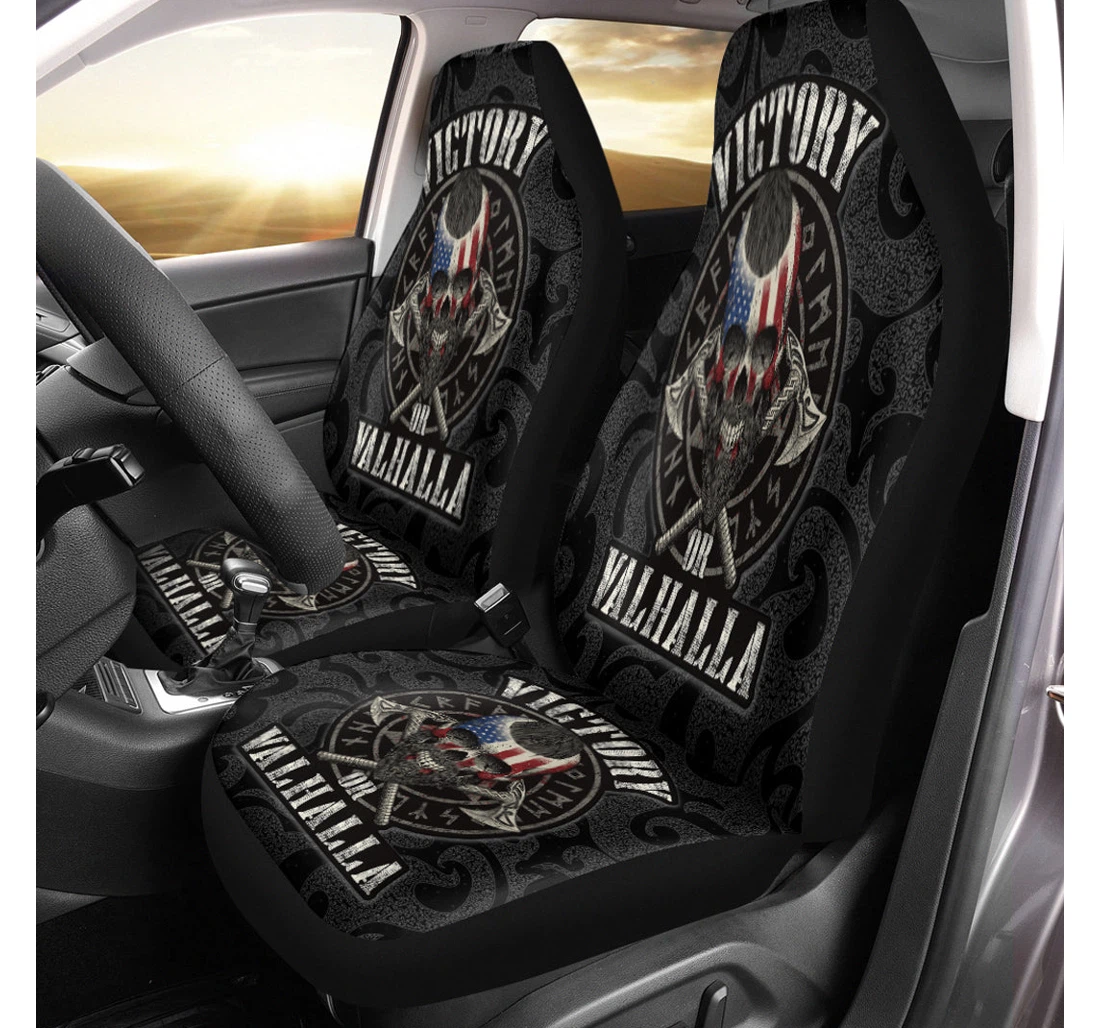 Personalized Viking Victory Or Valhalla Special Version Rlt Universal Front Car Seat Cover