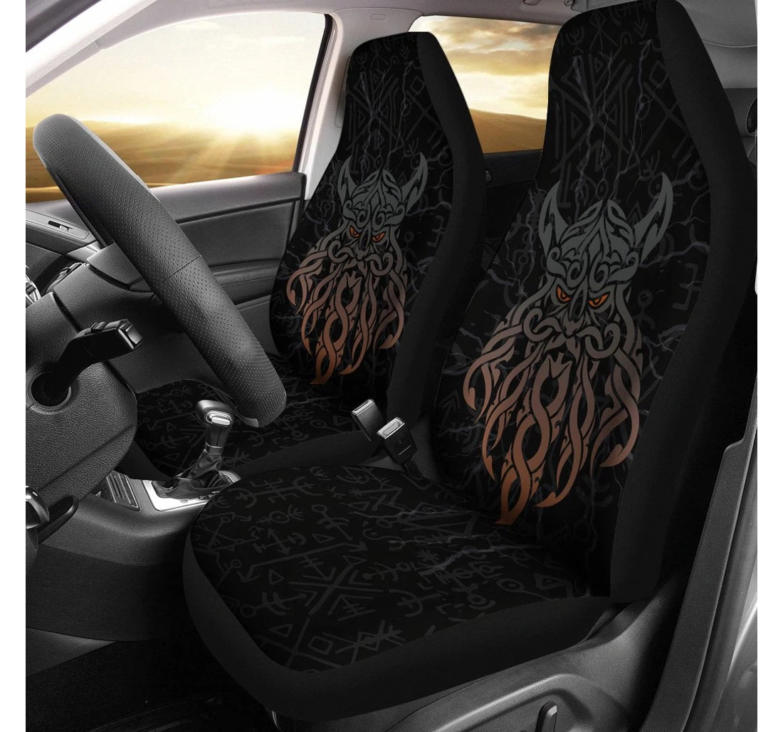 Personalized Viking Odin God Furthark Tattoo Special Rlt Universal Front Car Seat Cover