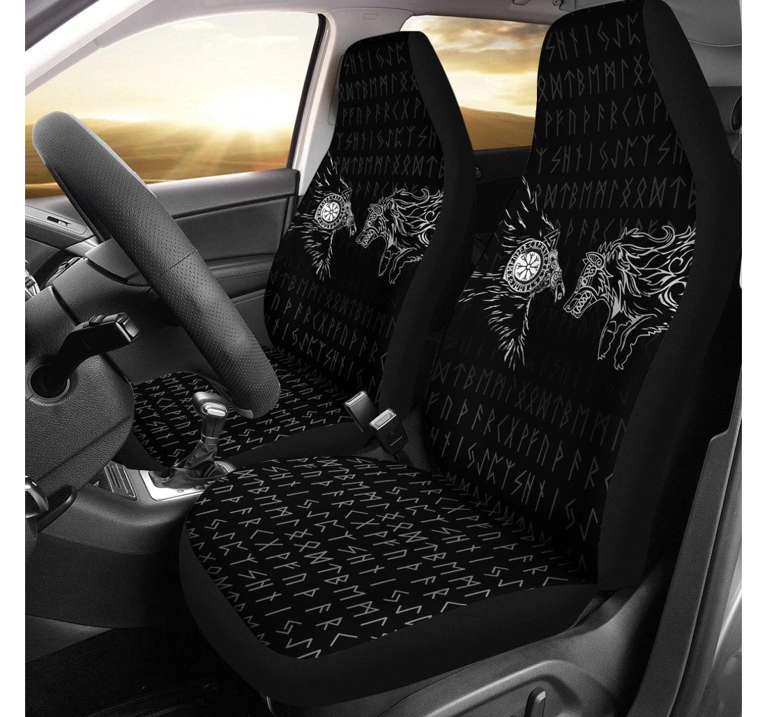 Personalized Viking Raven Wolf Special Tattoo Rlt Universal Front Car Seat Cover