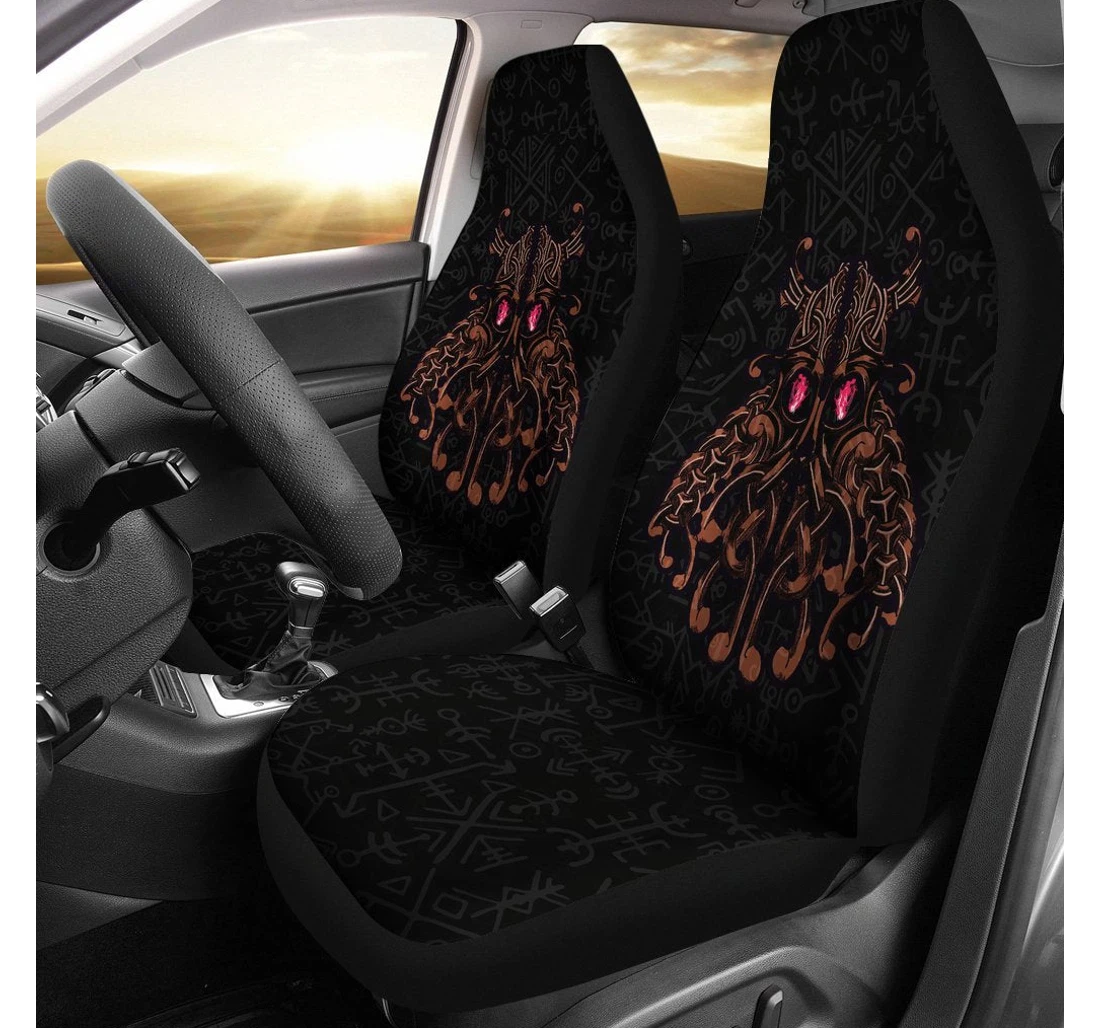 Personalized Viking Odin God Furthark Tattoo Special Rlt Universal Front Car Seat Cover