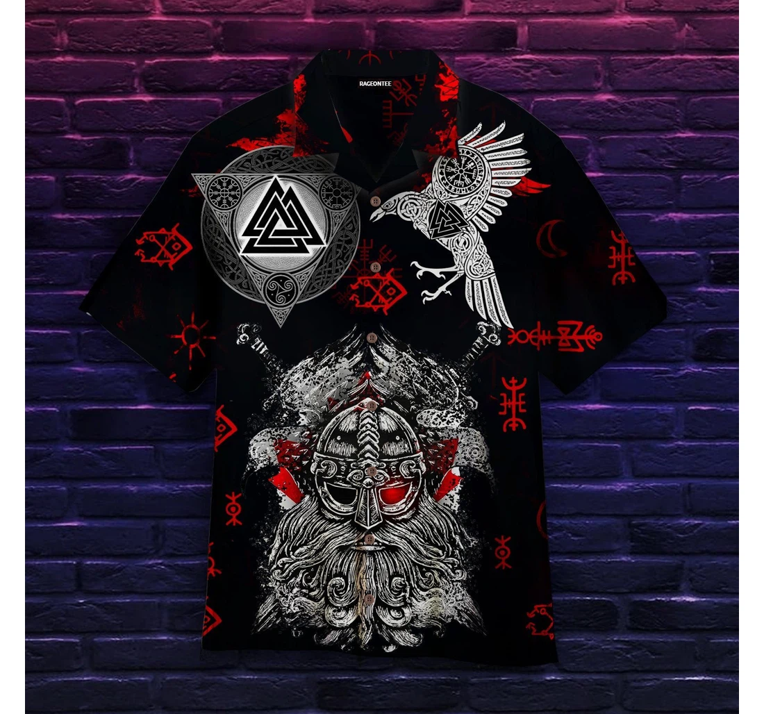 Personalized Viking Raven Tatoo Hawaiian Shirt, Button Up Aloha Shirt For Men, Women