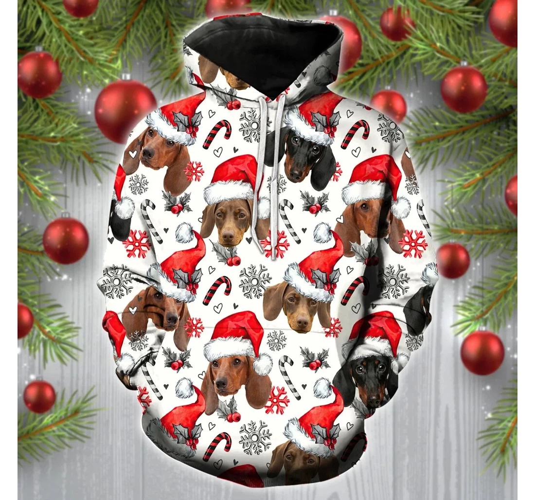 Personalized Christmas Dachshunds Christmas - 3D Printed Pullover Hoodie