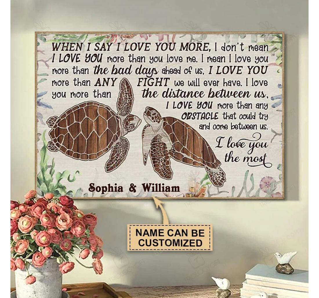 Poster, Canvas - Personalized Valentine's Day Turtle couple Best Wedding Customized Frames Print Framed Wall Art