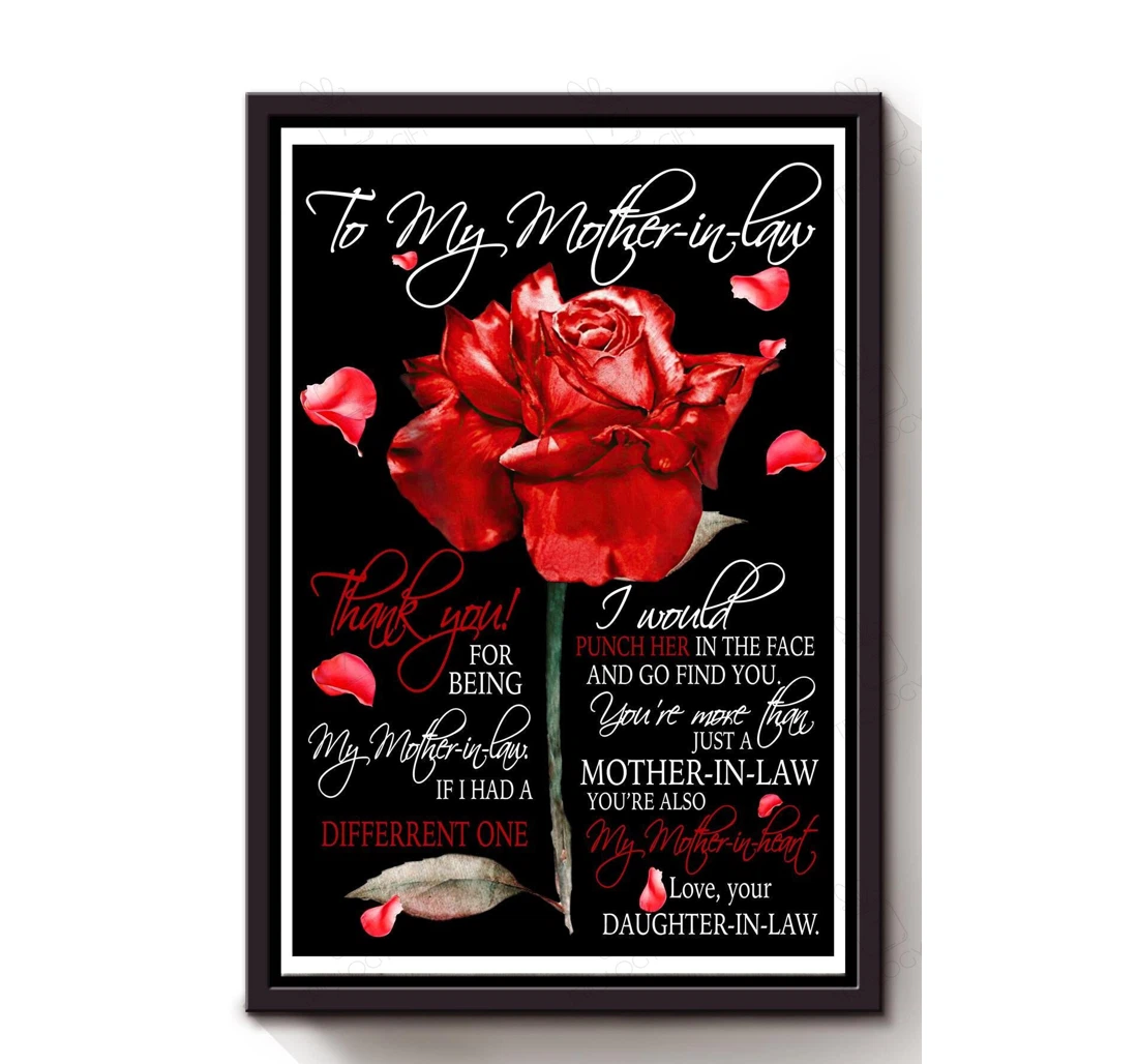 Poster, Canvas - Thankful Letter From Daughter In Law To Her Mother In Law Mother's Day Print Framed Wall Art