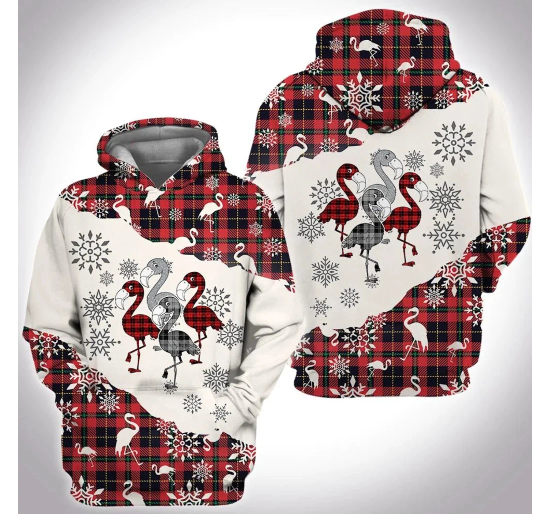 Personalized Christmas Flamingo Christmas - 3D Printed Pullover Hoodie