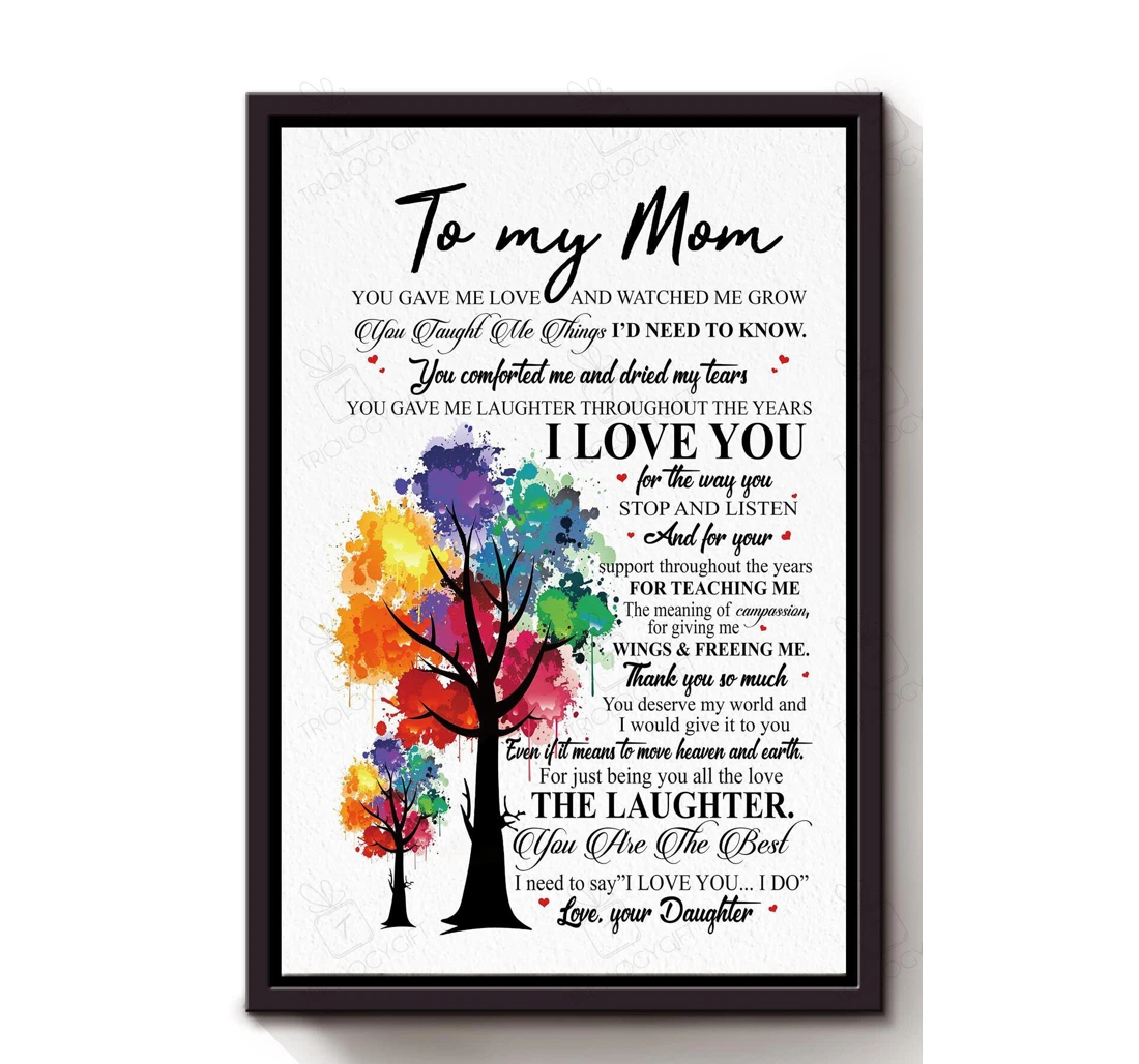 Poster, Canvas - Thankful Letter From Daughter To Her Mom Mother Mother's Day Print Framed Wall Art