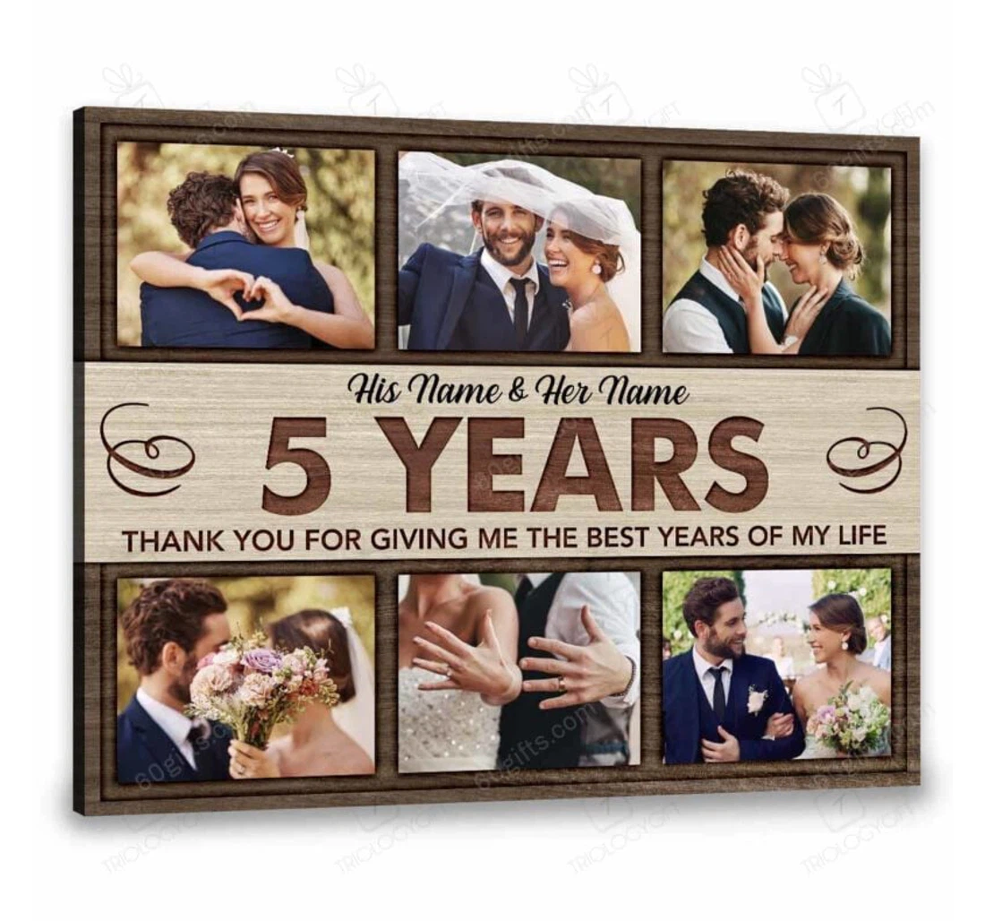 Poster, Canvas - Customized Name And Collage Happy Year Wedding Thank You Giving Me Personalized Frames Print Framed Wall Art