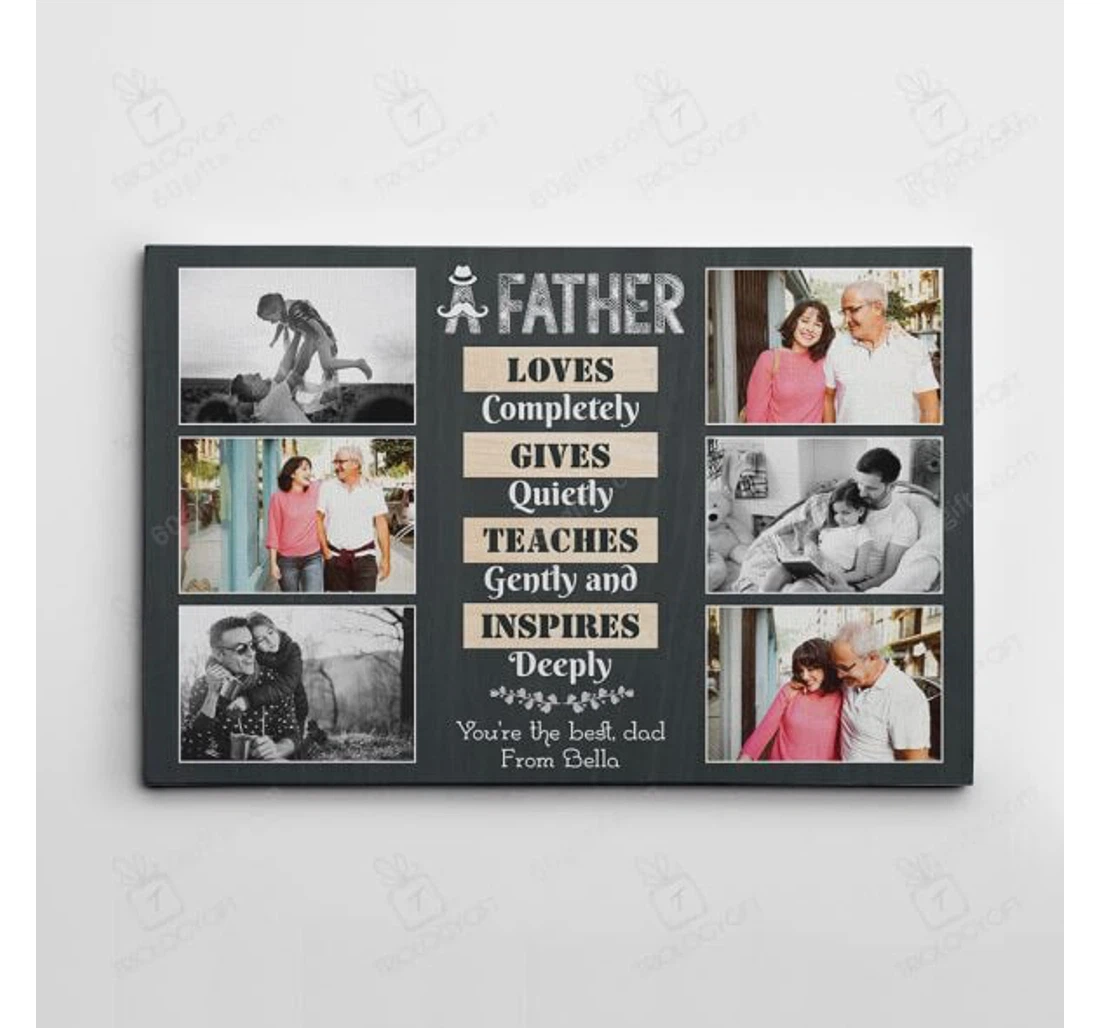 Poster, Canvas - Personalized And Name Father's Day A Father Loves Customized Frames Print Framed Wall Art