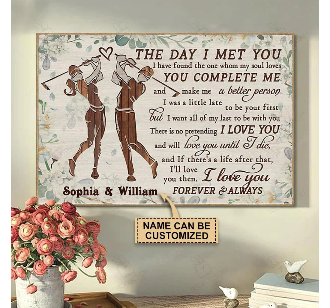 Poster, Canvas - Personalized Valentine's Day Golf Couple Best Wedding Customized Frames Print Framed Wall Art