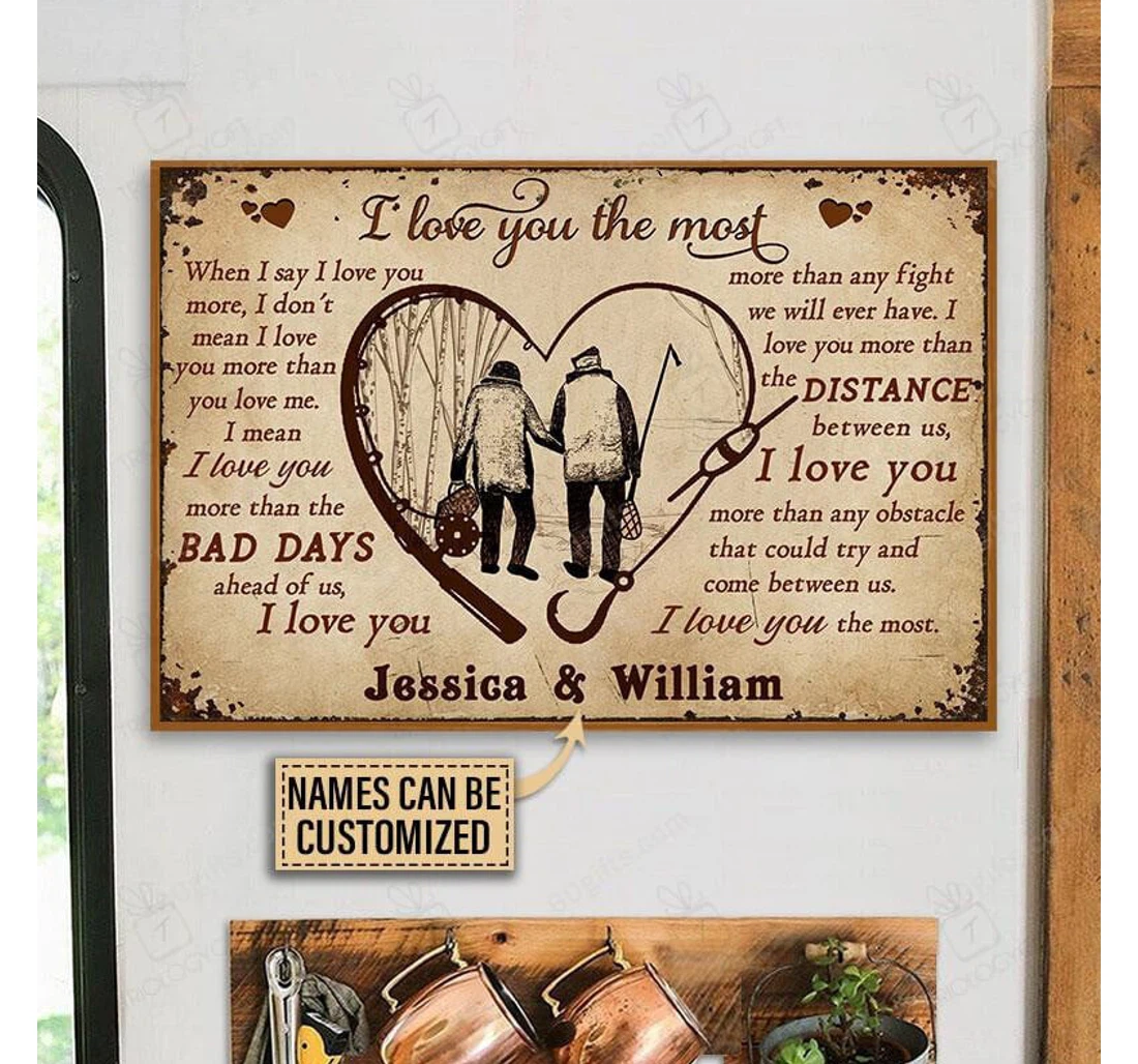 Poster, Canvas - Personalized Valentine's Day Fishing Couple Best Wedding Customized Frames Print Framed Wall Art