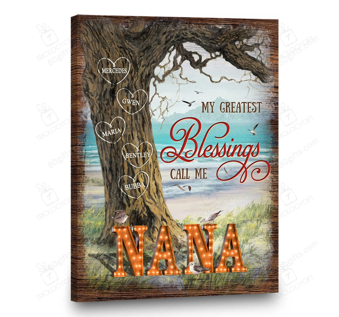 Poster, Canvas - Personalized Name Mother's Day Call Me Nana Customized Print Framed Wall Art