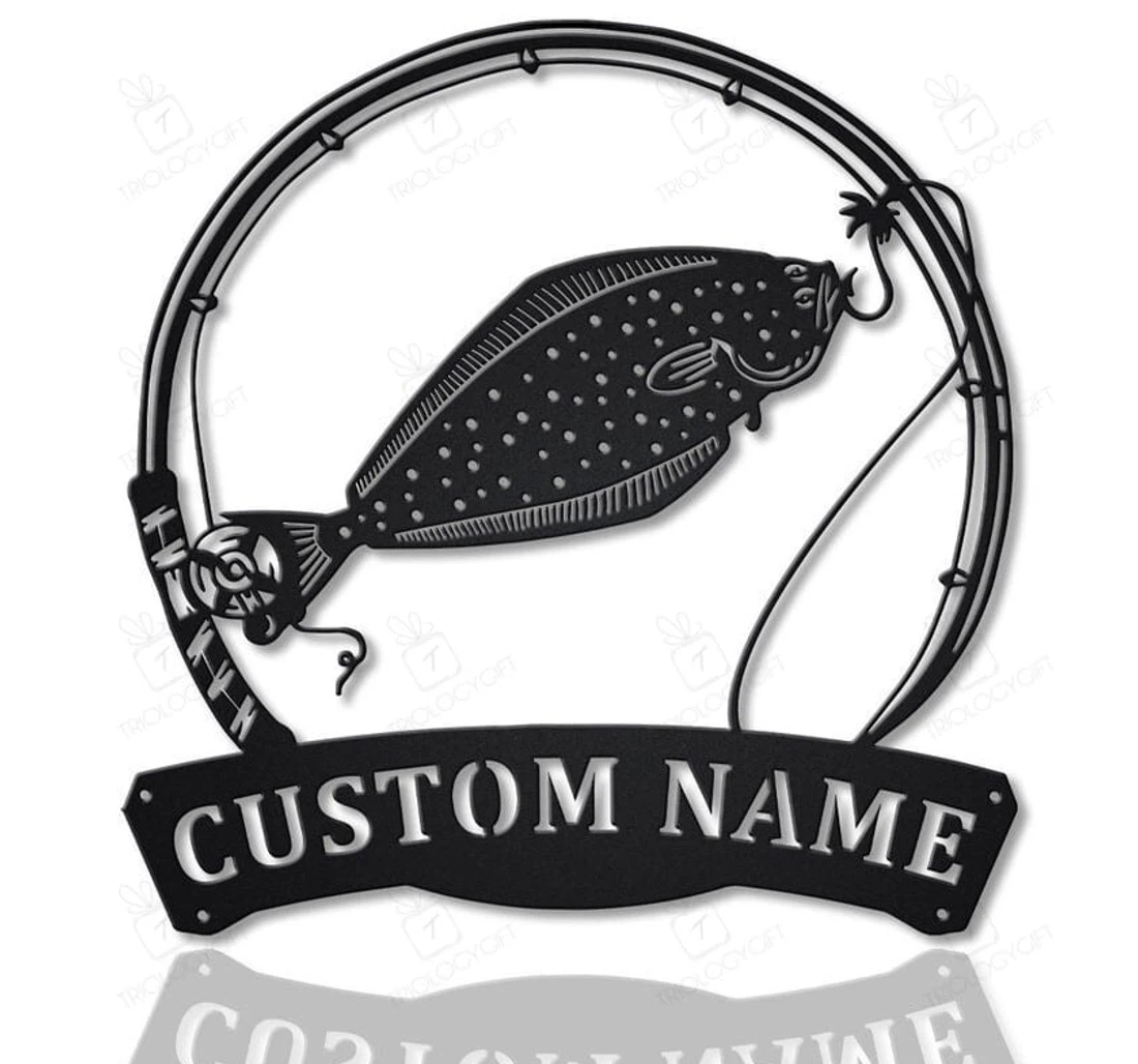 Personalized Metal Sign - Personalized Halibut Fishing Fish Pole Art Custom Halibut Fishing Halibut Fishing MonoGram