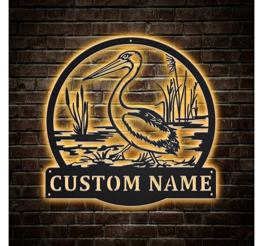 Personalized Metal Sign - Personalized Pelican With Or Without Led Lighting Lights V Custom Pelican Birthday Pelican MonoGram