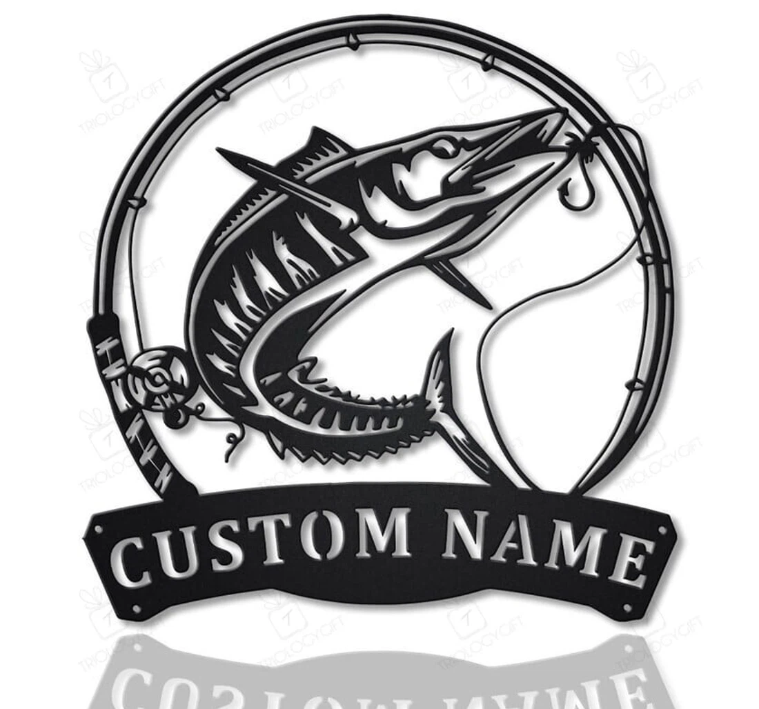 Personalized Metal Sign - Personalized Wahoo Fishing Fish Pole Art Custom Wahoo Fishing Wahoo Fishing Birthday MonoGram