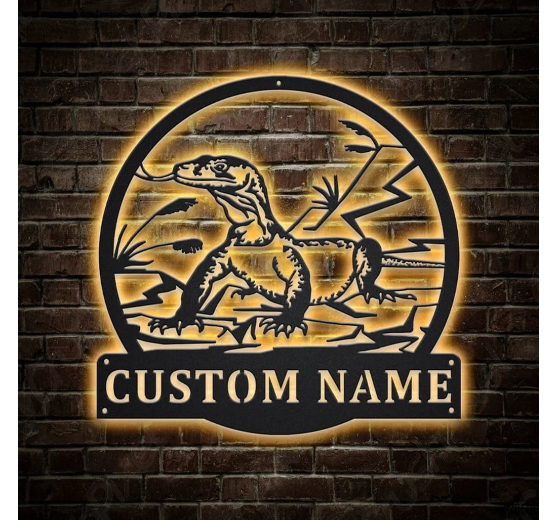 Personalized Metal Sign - Personalized Komodo Dragon With Or Without Led Lighting Lights V Custom Komodo Dragon Birthday Komodo Dragon MonoGram