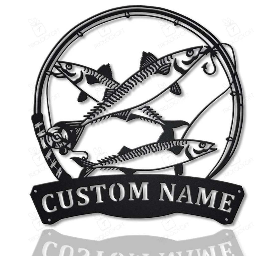 Personalized Metal Sign - Personalized Mackerel Fishing Fish Pole Art Custom Mackerel Fishing Fishing Hobbie MonoGram