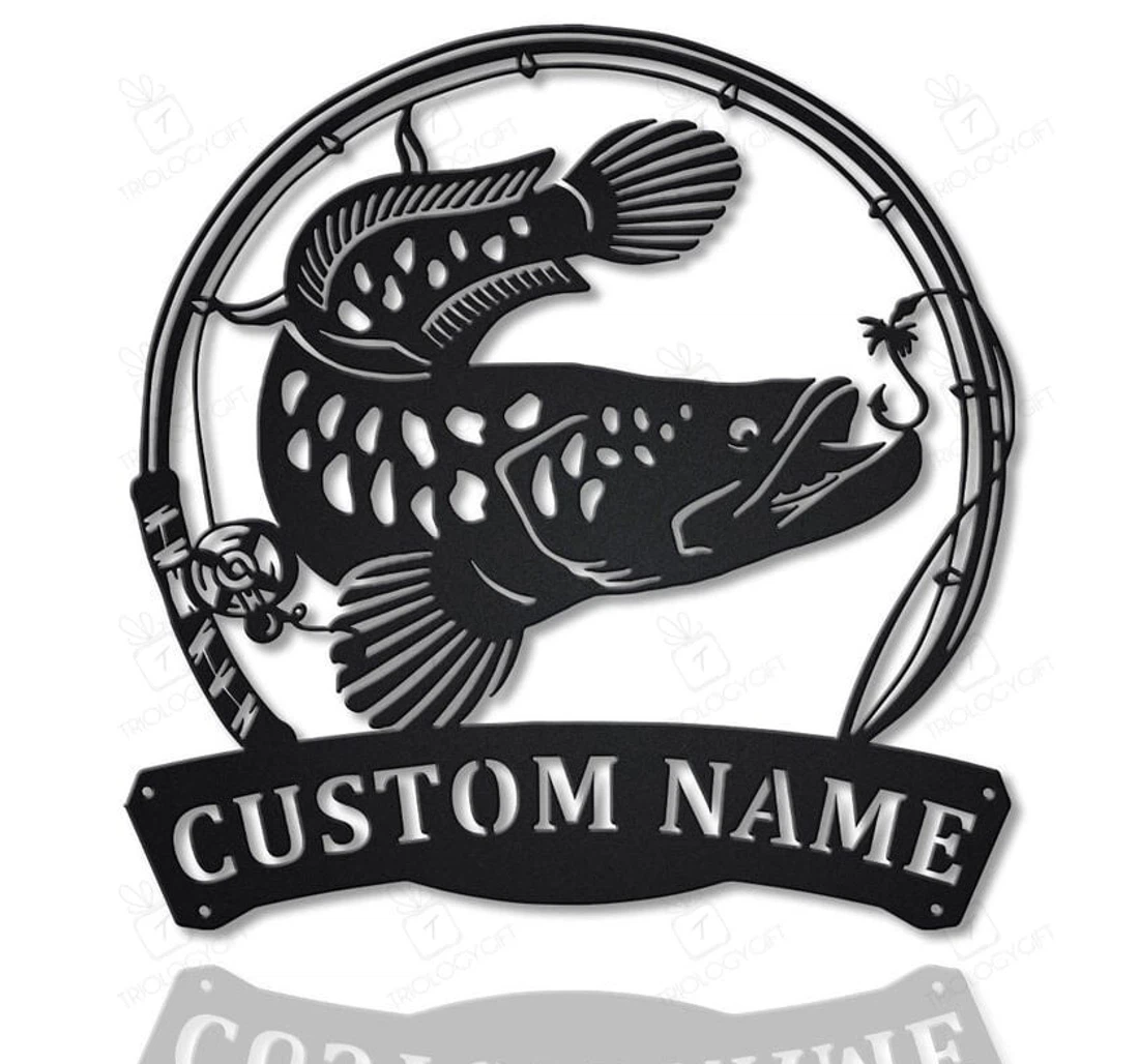 Personalized Metal Sign - Personalized Snakehead Fish Pole Art Custom Snakehead Fish Fishing Lover MonoGram