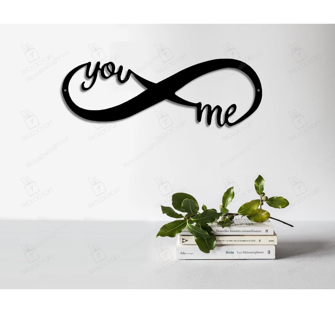 Personalized Metal Sign - You And Me Infinity Wedding Anniversary Valentines Love Rustic Farmhouse MonoGram