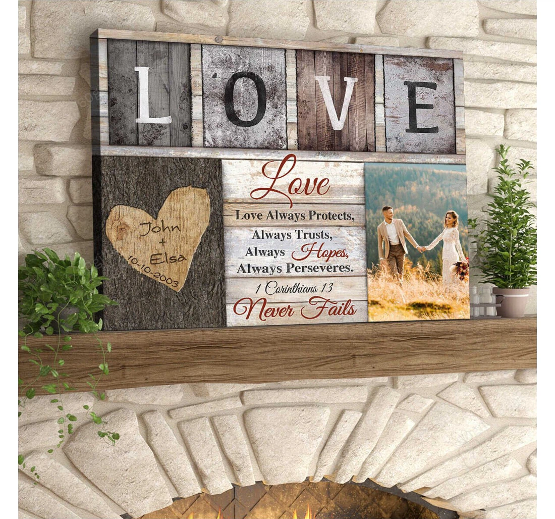 Poster, Canvas - Personalized Valentine's Day Love Wedding Present Customized Frames Print Framed Wall Art