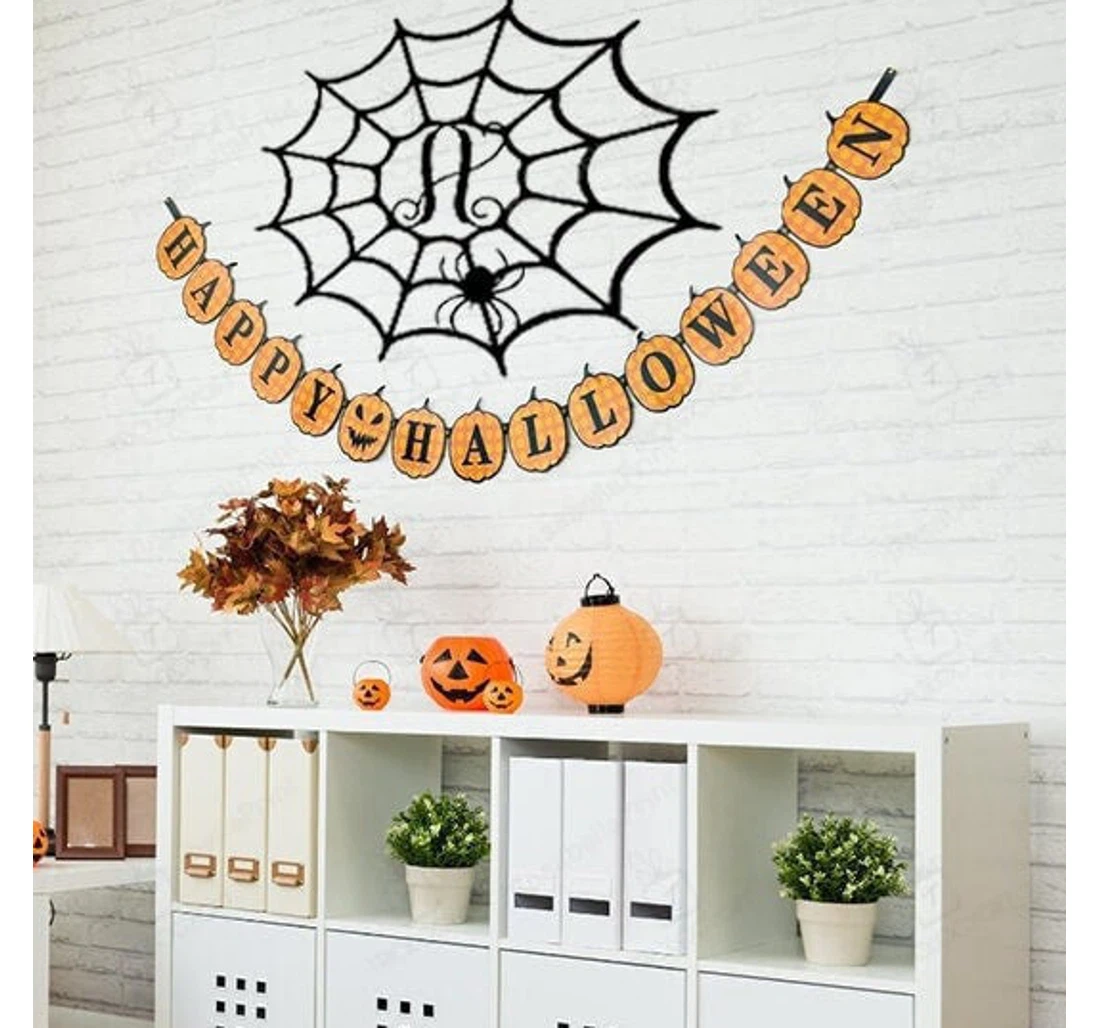 Personalized Metal Sign - Halloween Spiderweb Design Only Art MonoGram