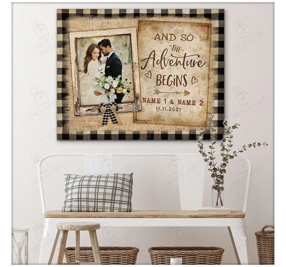 Poster, Canvas - Personalized Couple And Name Valentine's Day Wedding Present And So Customized Print Framed Wall Art